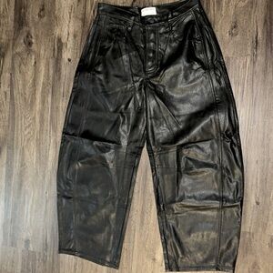 Free People We The Free Good Luck Mid-Rise Barrel leather pants